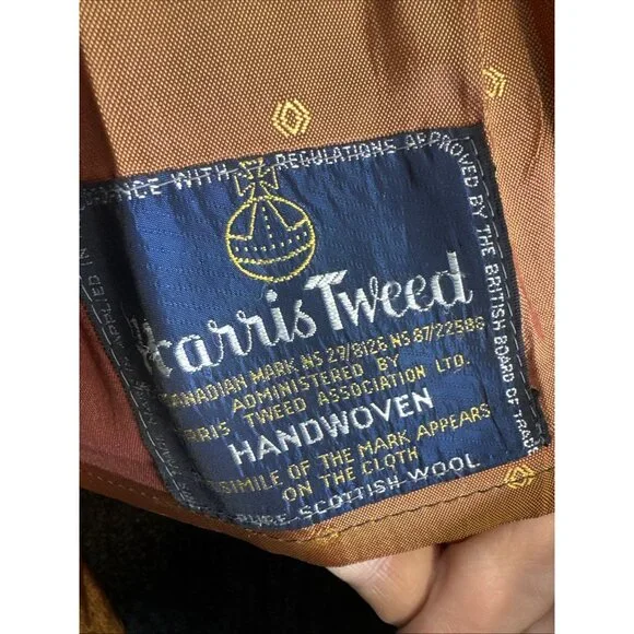 Vintage Harris Tweed Wool Hudson’s Bay Blazer Men 44L Tall Gray Herringbone - Picture 7 of 11